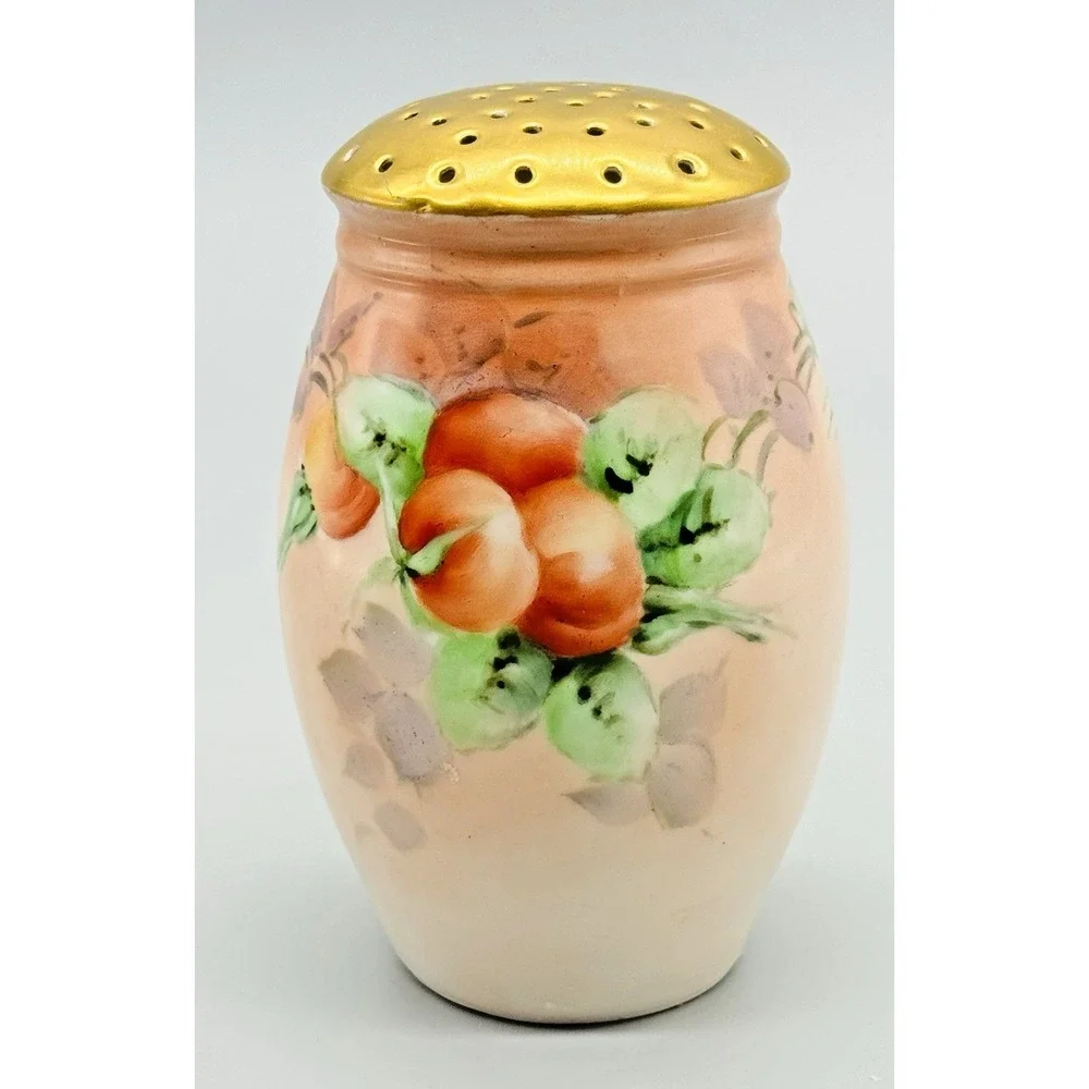 Vintage‎ Hand Painted Floral Satin Glass Sugar Shaker Muffineer Austria 4.5 inch